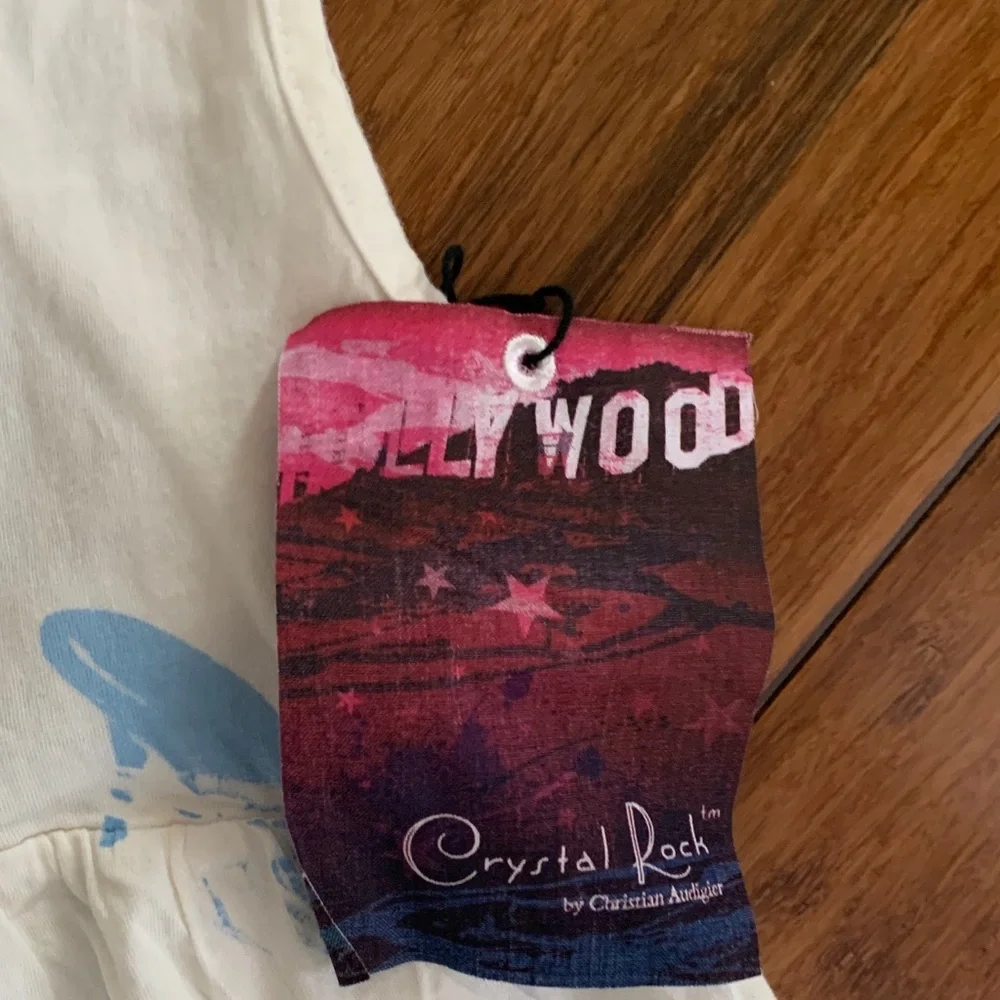White Graphic Tank Top with Pink & Blue Accents
